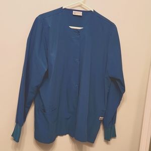 Uniform Advantage XL scrub jacket - Caribbean Blue - Teal color